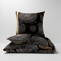 Pościel flanela 160x200 + poszewki na poduszkę 70x80 + 40x40 | 183bra | brązowa | koła pasy geometria