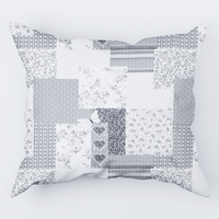 Poszewka z kory 50x60 | 137Nsz | szara | patchwork z sercami