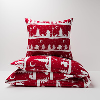 Pościel bawełniana 160x200 + poszewki na poduszkę 2*70x80 | 164red | czerwona | świąteczna