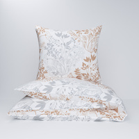 Pościel z kory 200x220 + poszewki na poduszkę 2*70x80 | 009bia | biała | powoje kwiaty