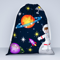 Worek szkolny na buty | 202ast | granatowo pomarańczowa | planety kosmos