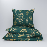 Pościel dla dziecka bawełniana 100x160 + poszewka na poduszkę 50x60 | 102but | zielona | liście i gałązki