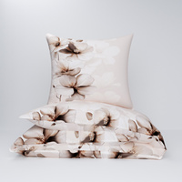 Pościel flanela 140x200 + poszewki na poduszkę 2*70x80 | 426FBE | beżowa | kwiat jabłoni