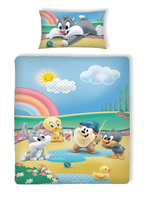 Pościel dla dziecka bawełniana 100x135 + poszewka na poduszkę 50x60 | 501nie | niebieska | tweety