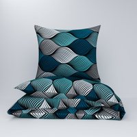 Pościel bawełniana 200x220 + poszewki na poduszkę 2*70x80 | 163mor | morski | fale