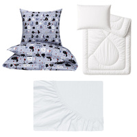 Zestaw pościeli  100x160 + 50x60 + prześcieradło jersey 80x160 | 061s-c | szaro czerwona | koty