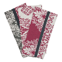 Zestaw poszewek z flaneli 098ooo | biało bordowy | ornament