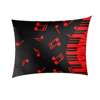 Poszewka bawełniana na poduszkę 50x70 | 275red | czerwono czarna | nutki pianino