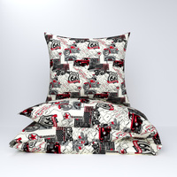 Pościel bawełniana 200x220 + poszewki na poduszkę 2*70x80 | 245ecr | ecru | stare auta