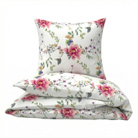 Pościel dla dziecka bawełniana 140x160 + poszewka na poduszkę 50x60 | 339Nbi | biała | kwiaty