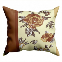 Poszewka bawełniana na jaśka 40x40 | 063brąz | brązowa | kwiaty róże