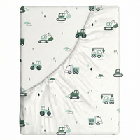 Worek na pościel do przedszkola żłobka | 505zie | biało zielona | pojazdy koparki