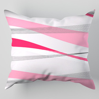 Poszewka bawełniana na poduszkę 40x80 | 105s-r | szaro różowa | pasy