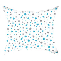 Poszewka bawełniana na jaśka 40x40 | 188b-t | biało turkusowa | gwiazdy