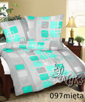 Poszewka bawełniana na poduszkę 50x50 | 097mie | szaro miętowa | wzór geometryczny