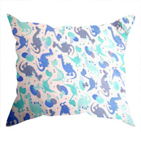 Poszewka bawełniana na jaśka 40x40 | 411blu | niebieska | dinozaury