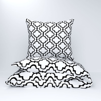 Pościel z kory 160x200 + 70x80 + 40x40 | 391bcz | biało czarna | maroko