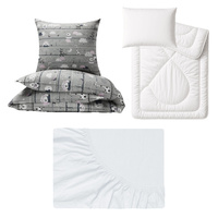 Zestaw pościeli 100x160 + 40x60 + prześcieradło jersey 80x160 | 196róż | szaro różowa | misie