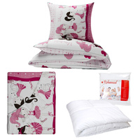 Zestaw pościeli  100x160 + 50x60 + prześcieradło we wzorze 80x160 | 436róż | różowa | baletnice