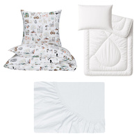 Zestaw pościeli  100x160 + 40x60 + prześcieradło jersey 80x160 | 081zwi | beżowa | farma zwierzątka