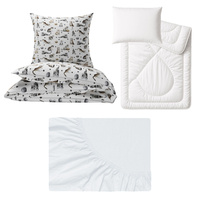 Zestaw pościeli  100x160 + 50x60 + prześcieradło jersey 80x160 | 432B3D | biała | koty