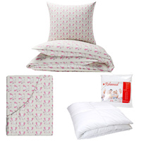 Zestaw pościeli  100x160 + 50x60 + prześcieradło we wzorze 80x160 | 314róż | różowa | słonie