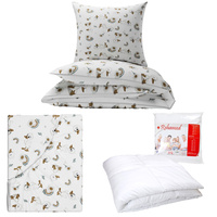 Zestaw pościeli  100x160 + 40x60 + prześcieradło we wzorze 80x160 | 424Nge | biała | gąski