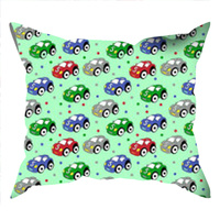 Poszewka bawełniana na jaśka 40x40 | 136zie | miętowa | auta pojazdy