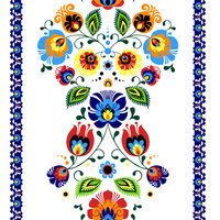 Worek szkolny na buty | 419bnb | biała | kwiaty regionalne