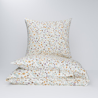 Pościel bawełniana 160x200 + poszewka na poduszkę 70x80 | 415goz | kremowa | kwiaty goździki