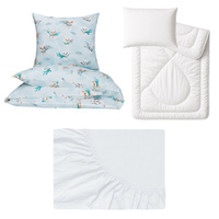 Zestaw pościeli  100x160 + 40x60 + prześcieradło jersey 80x160 | 288mie | miętowa | pieski superbohater