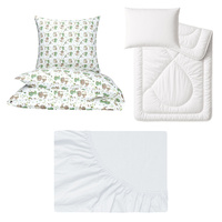 Zestaw pościeli  100x160 + 40x60 + prześcieradło jersey 80x160 | 002bor | bordowa | świąteczna Mikołaje