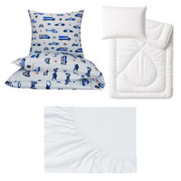 Zestaw pościeli  100x160 + 50x60 + prześcieradło jersey 80x160 | 997sza | szara | policja