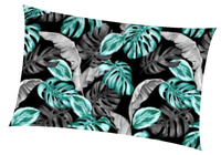 Poszewka z kory 50x60 | 455Ntu | czarna | liście monstera