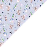 Apaszka bandamka bandana chustka | 770sza | szara | kwiaty i króliczki