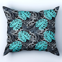 Poszewka z kory 40x40 | 349trk | czarno turkusowa | monstera