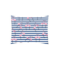 Poszewka bawełniana na poduszkę 50x50 | 153granat | biało granatowa | flamingi pasy