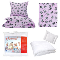 Zestaw pościeli  100x160 + 50x60 + prześcieradło we wzorze 80x160 | 198Dro | różowa | misie panda