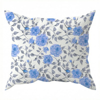 Poszewka z kory 40x40 | 156niebieski | niebieska | kwiaty