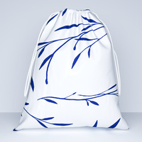 Worek na pościel do przedszkola żłobka | 102bgr | biało granatowa | listki gałązki