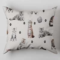 Poszewka bawełniana na poduszkę 50x50 | 432B3D | biała | koty