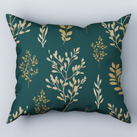 Poszewka bawełniana na poduszkę 40x80 | 102but | zielona | liście i gałązki