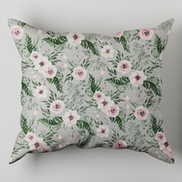 Poszewka bawełniana na poduszkę 50x50 | 168szary | szara | kwiaty róże