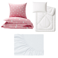 Zestaw pościeli  100x160 + 50x60 + prześcieradło jersey 80x160 | 436pud | różowa | korony