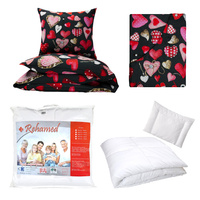 Zestaw pościeli 100x160 + 40x60 + prześcieradło we wzorze 80x160 | 073grf | grafitowa | serca walentynki