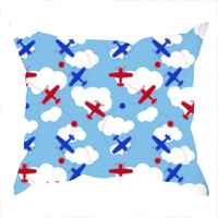 Poszewka bawełniana na jaśka 40x40 | 303nie | niebieska | samoloty