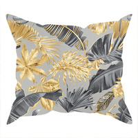 Poszewka bawełniana na jaśka 40x40 | 349sza | szaro żołta | liście